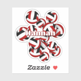 Adesivo Crianças chamam Red Black Team Cores Volleybolas