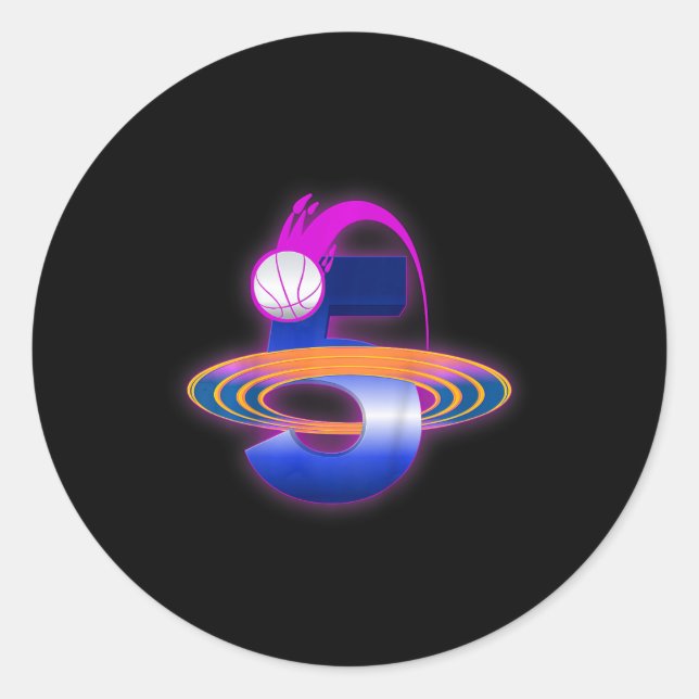 Adesivo Crianças com 5 anos de idade 5 de basquete de basq (Frente)