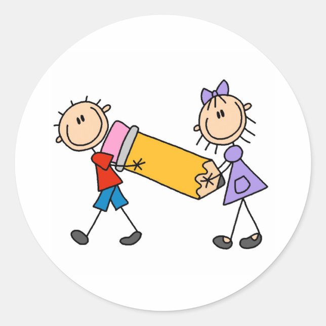 Adesivo Crianças Com Lápis (Frente)