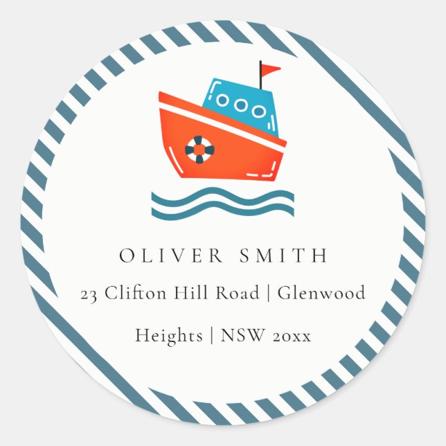 Adesivo Crianças Cujas Ondas Marítimas Marítimas De Barcos (Frente)