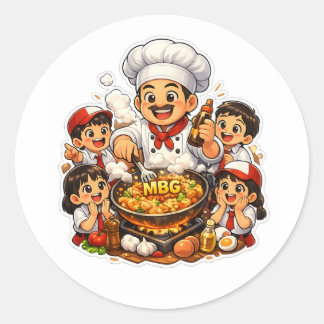 Adesivo crianças da escola primária chef família culinária