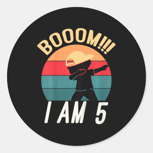 Adesivo Crianças Dabbing Birthday 5 Anos Aniversário Outfi (Frente)