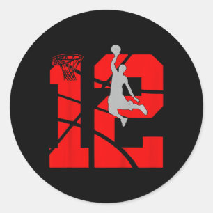 Adesivo Crianças de 12 anos de 12 de Basquete Festa de Ani