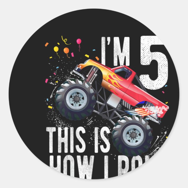 Adesivo Crianças De 5 Anos 5 Birthday Garoto Monster Ca (Frente)