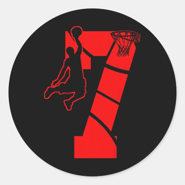 Adesivo Crianças de 7 anos 7 de basquete de basqueteTema d (Frente)