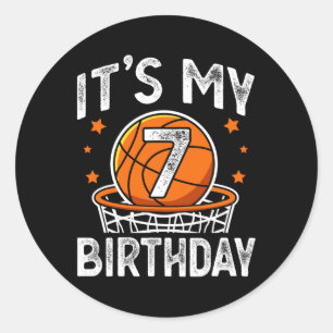 Adesivo Crianças de 7 anos Bysketbyll Esporte 7 Birthday B