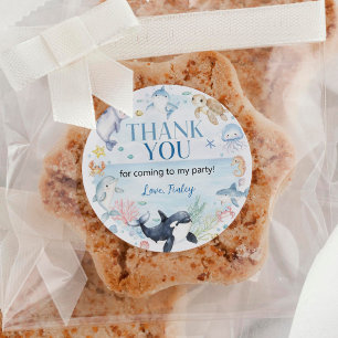 Adesivo Crianças De Animais Do Oceano Sob O Aniversário Do