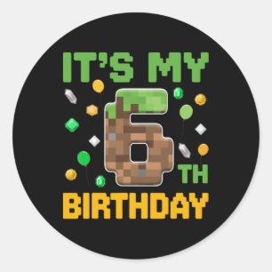 Adesivo Crianças de Aniversário É o meu 6 Aniversário Game