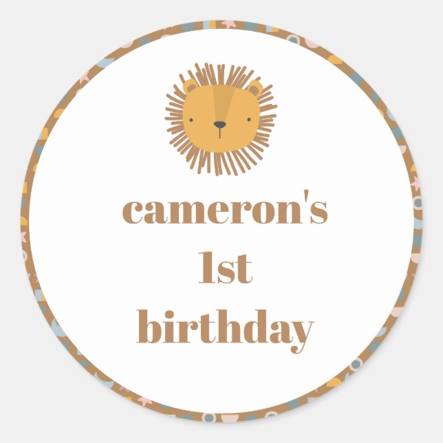 Adesivo Crianças de Leão-Cinto Festa de aniversário Person (Frente)