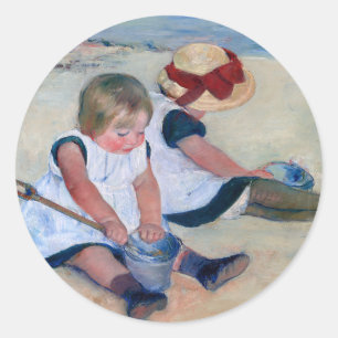 Adesivo Crianças de Mary Cassatt Brincando na Praia 1884