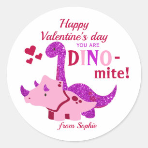 Adesivo Crianças Dia de os namorados Girly Dinosaur Dino-m