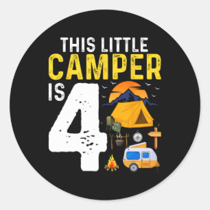 Adesivo Crianças Divertidas 4º Aniversário de Acampamento