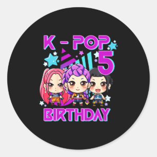 Adesivo Crianças É Meu 5º Aniversário Fofo Chibi Kpop Dive