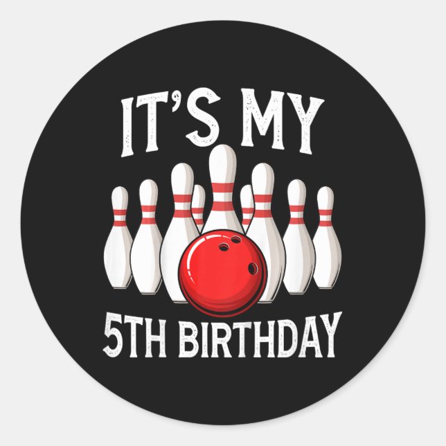 Adesivo Crianças É o meu 5 Aniversário Boliche Bowler 5 an (Frente)