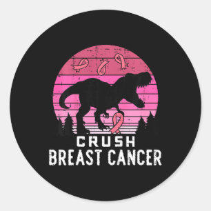 Adesivo Crianças Esmagam Cancer Rosa Trex Dino Consciência