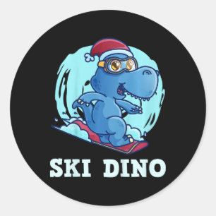 Adesivo Crianças Esquiando Crianças Esqui Dino Esquiador D