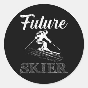 Adesivo Crianças Esquiando Futuro Skier Engraçado Cedo Par
