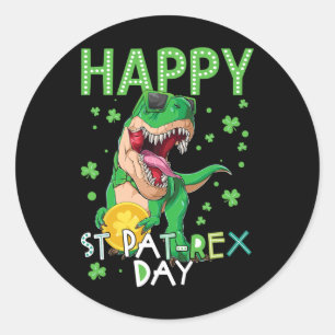 Adesivo Crianças Feliz Dia de São Patrício T-rex Dinossaur
