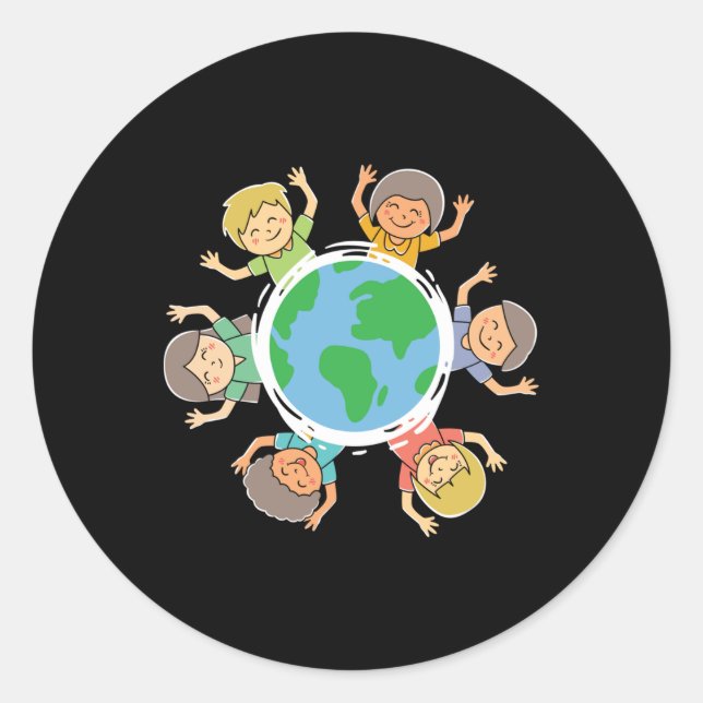 Adesivo Crianças felizes - Proteção Ambiental da Terra (Frente)