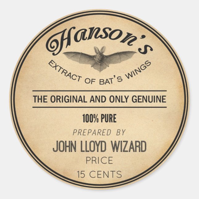 Adesivo Crianças Festas de Halloween Apothecary Vintage Ba (Frente)