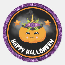 Adesivo Crianças Fofas Abóbora & Purpurina Roxa Feliz Hall