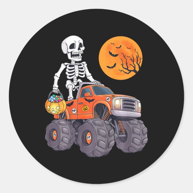 Adesivo Crianças Halloween Skeleton Monster Truck Engraçad (Frente)