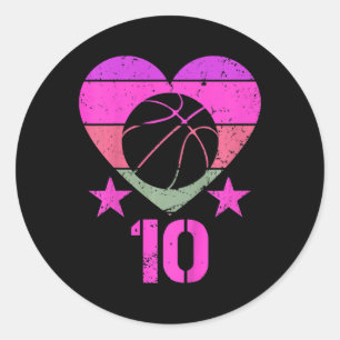 Adesivo Crianças Jogando Basquete No Aniversário De 10 Ano