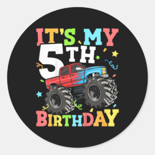 Adesivo Crianças Monster Truck É Meu 5 Aniversário 5 5