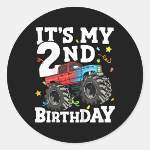 Adesivo Crianças Monster Truck É Meu segundo aniversário D