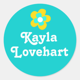 Adesivo Crianças nomearam o aqua branco amarelo.