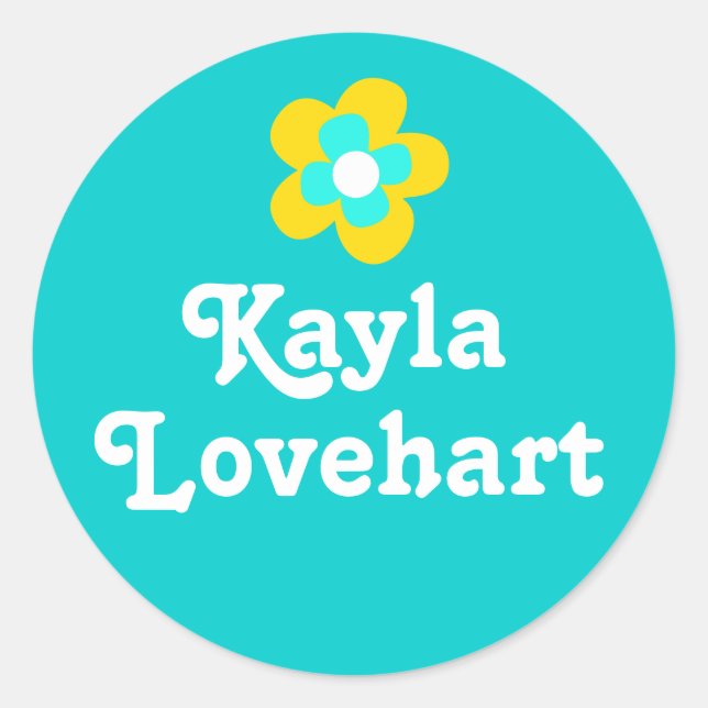 Adesivo Crianças nomearam o aqua branco amarelo. (Frente)