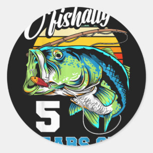 Adesivo Crianças Oficialmente 5 Anos Pescador Aniversário