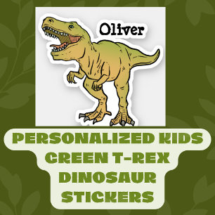 Adesivo Crianças Personalizadas Autocolantes Verdes T-REX 