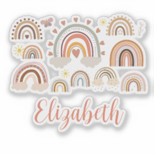 Adesivo Crianças Personalizadas do Arco-Íris Boho