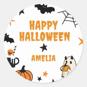 Adesivo Crianças Personalizadas, Feliz Festa de Halloween