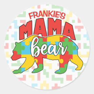 Adesivo Crianças Personalizadas NOME Mama Ursa Autismo Se