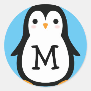 Adesivo Crianças Pinguins Bonitos Monogramas Envelope Sel