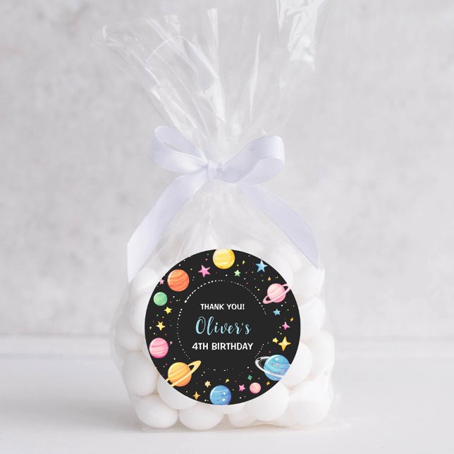 Adesivo Crianças Planetas Espaciais e Estrelas Aniversário (Criador carregado)