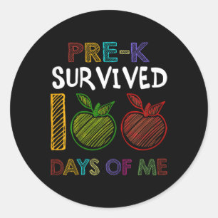 Adesivo Crianças Pré-k Sobreviveram 100 Dias Do Meu Presen