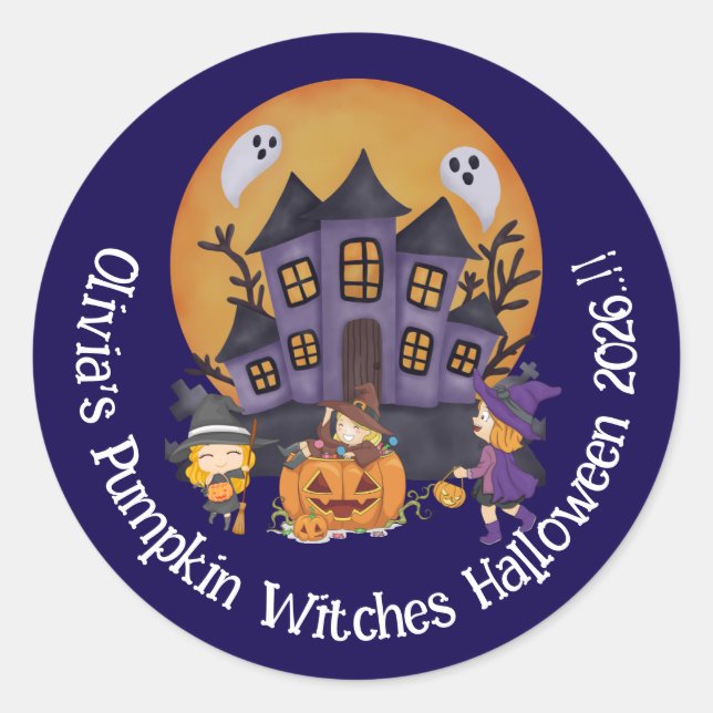 Adesivo Crianças Pumpkin Bruxas Festa de Halloween (Frente)
