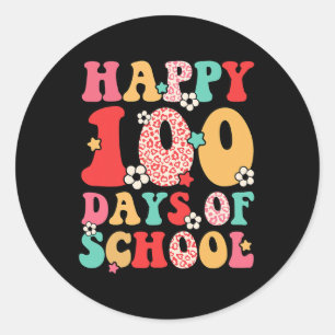 Adesivo Crianças Retro Groovy 100 Dias Feliz 100º Dia da E