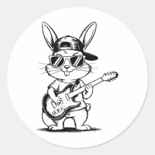 Adesivo Crianças salto De Anca Sungl Bunny Segurando Violã