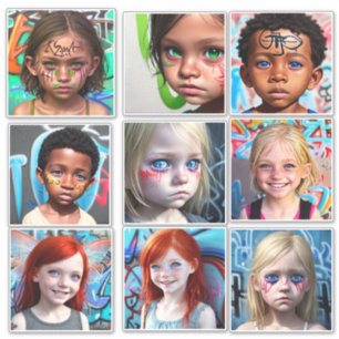 Adesivo Crianças Tribais   Crianças Urbanas Futuristas