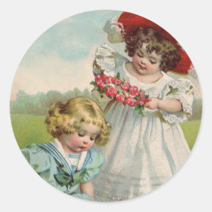 Adesivo Crianças Vitorianas Jardim de Verão Vintage Menina