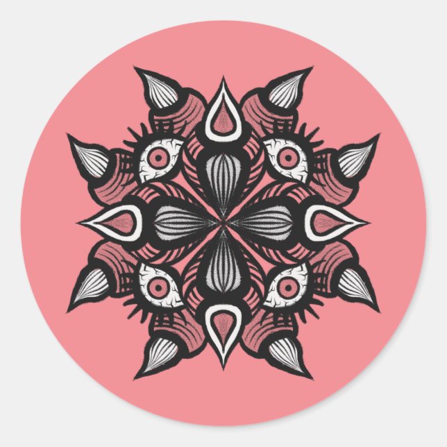 Adesivo Criatura de Demônio Cérebro de Arte Rosa (Frente)