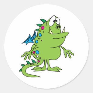 Adesivo criatura monstro dragão verde fofo