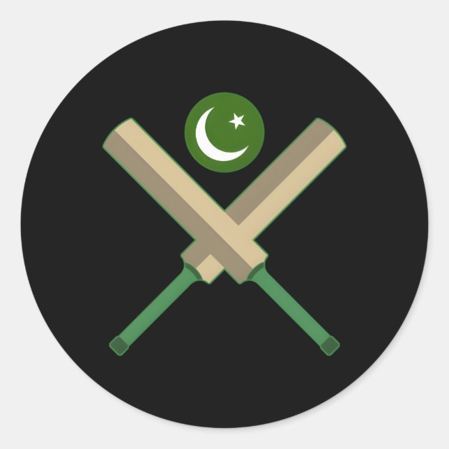 Adesivo Cricket Bat Cricket Ball Pakistani Flag Paquistão  (Frente)