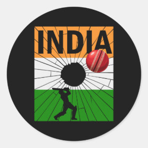 Adesivo Cricket Índia Com Pincelada Da Bandeira Indiana As