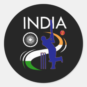 Adesivo Cricket Índia Com Pincelada Da Bandeira Indiana As