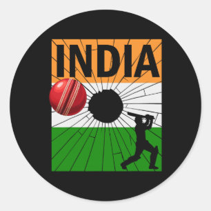 Adesivo Cricket Índia Com Pincelada Da Bandeira Indiana As